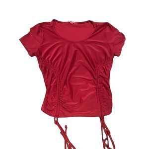 Guess deep red XS ruched front Top shirt